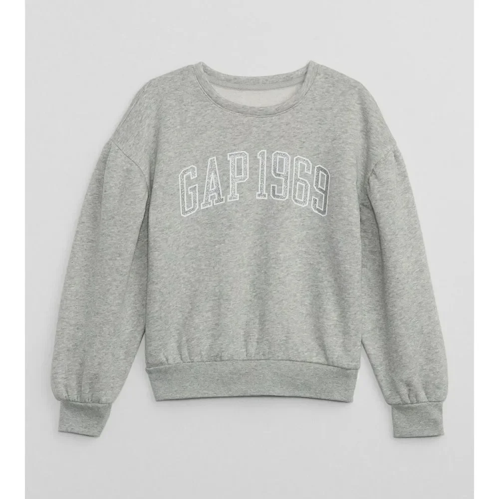 GAP Kids Girls Relaxed Crewneck Sweatshirt GAP 1969 in Grey Silver Size Xl (12)